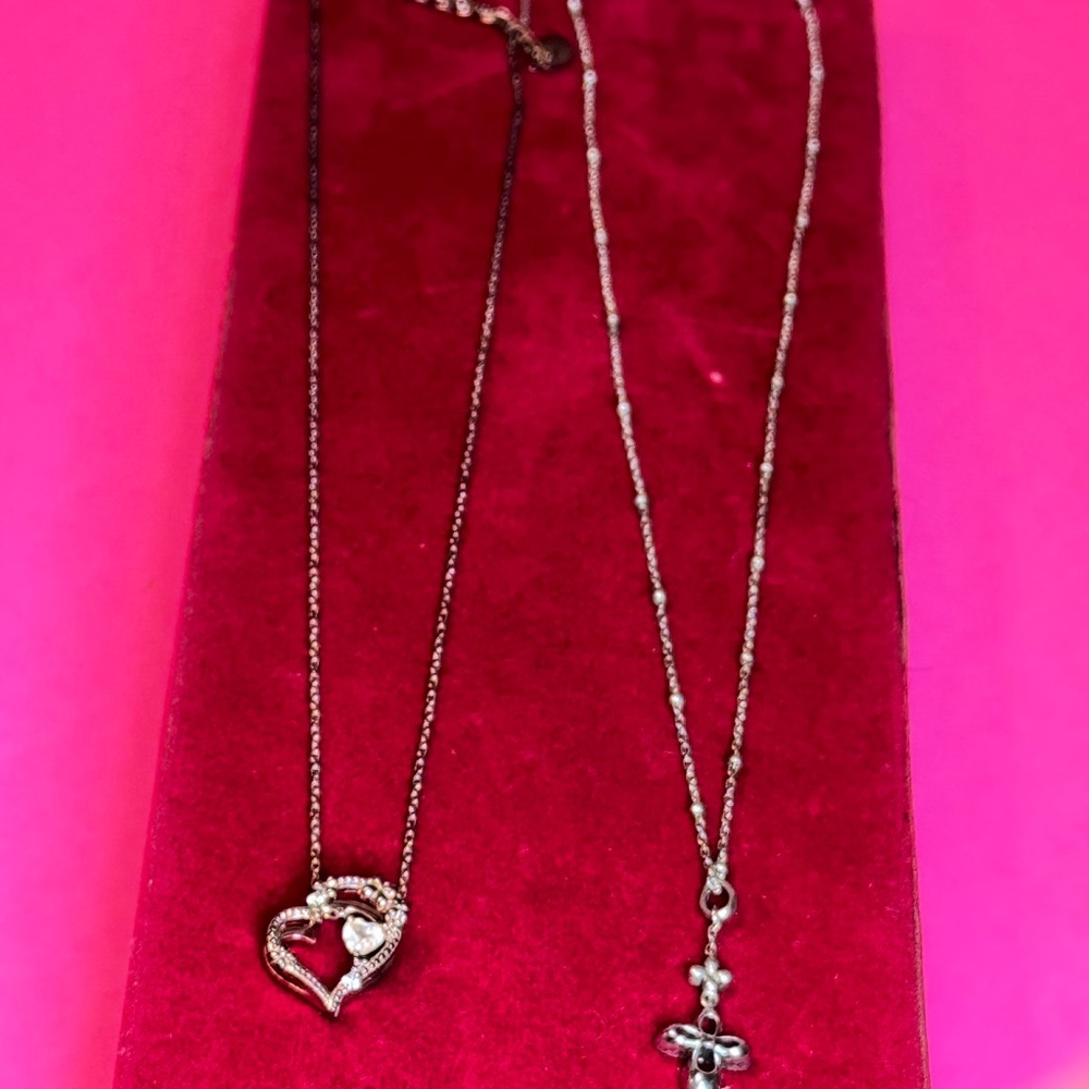 Folli Follei two necklaces Silver and Gold Cross and heart Necklace  925 silver. - Picture 11 of 16